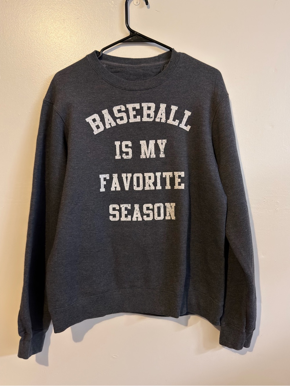 Baseball Is My Favorite Season Graphic Crewneck Sweatshirt - Charcoal